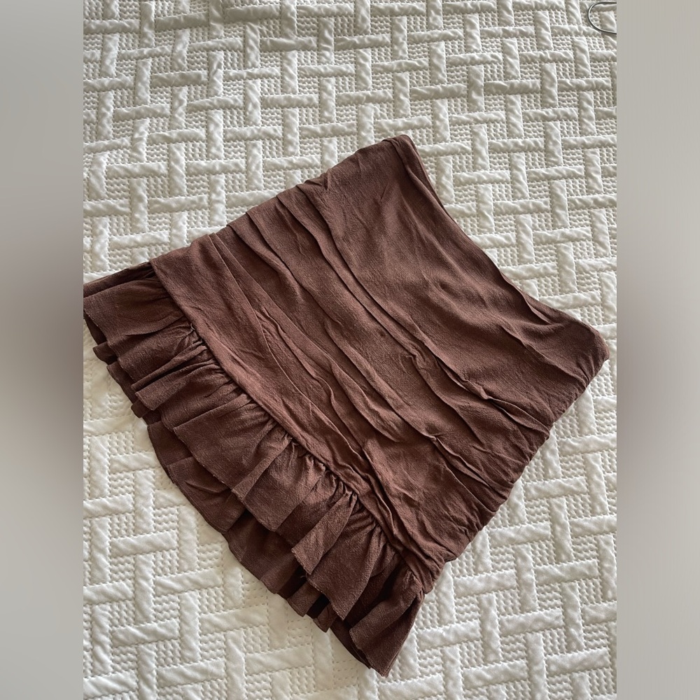 Stradivarius Brown Ruffled Skirt